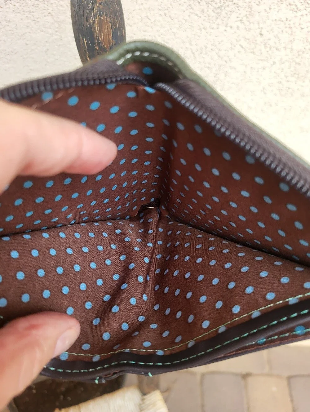 CHALA Monkey Wallet Vegan Leather, Zip Around. Olive